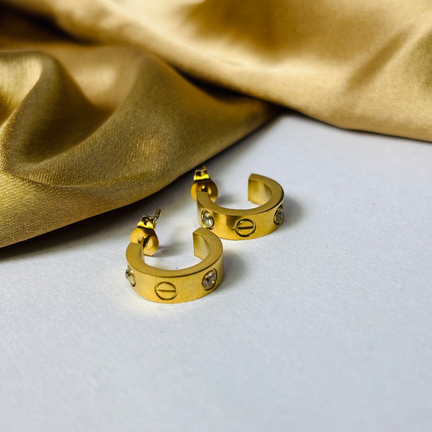 Double Stone Stud Earrings – Waterproof, Tarnish-Free, Hypoallergenic, Everyday Wear