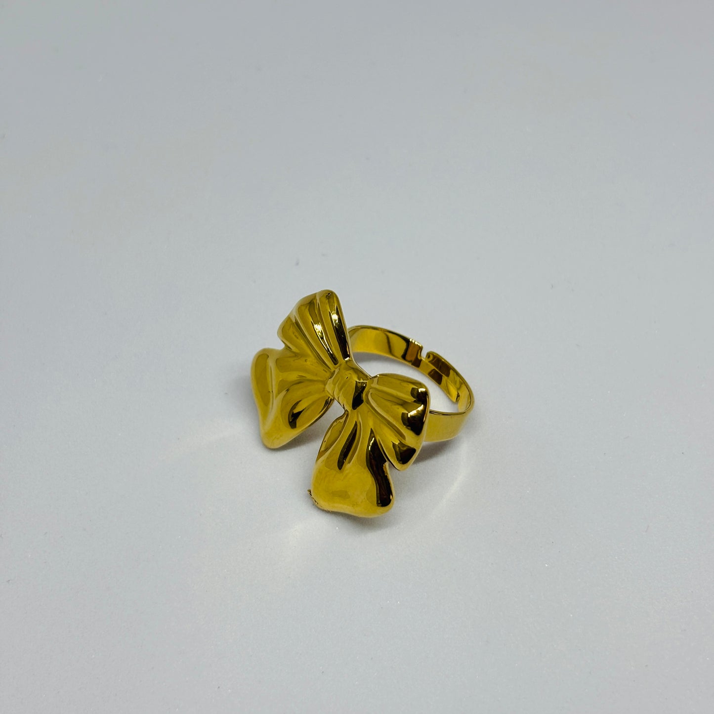 Cute Bow Statement Adjustable Ring – Gold-Tone, Stainless Steel, Tarnish-Free, Waterproof, Hypoallergenic