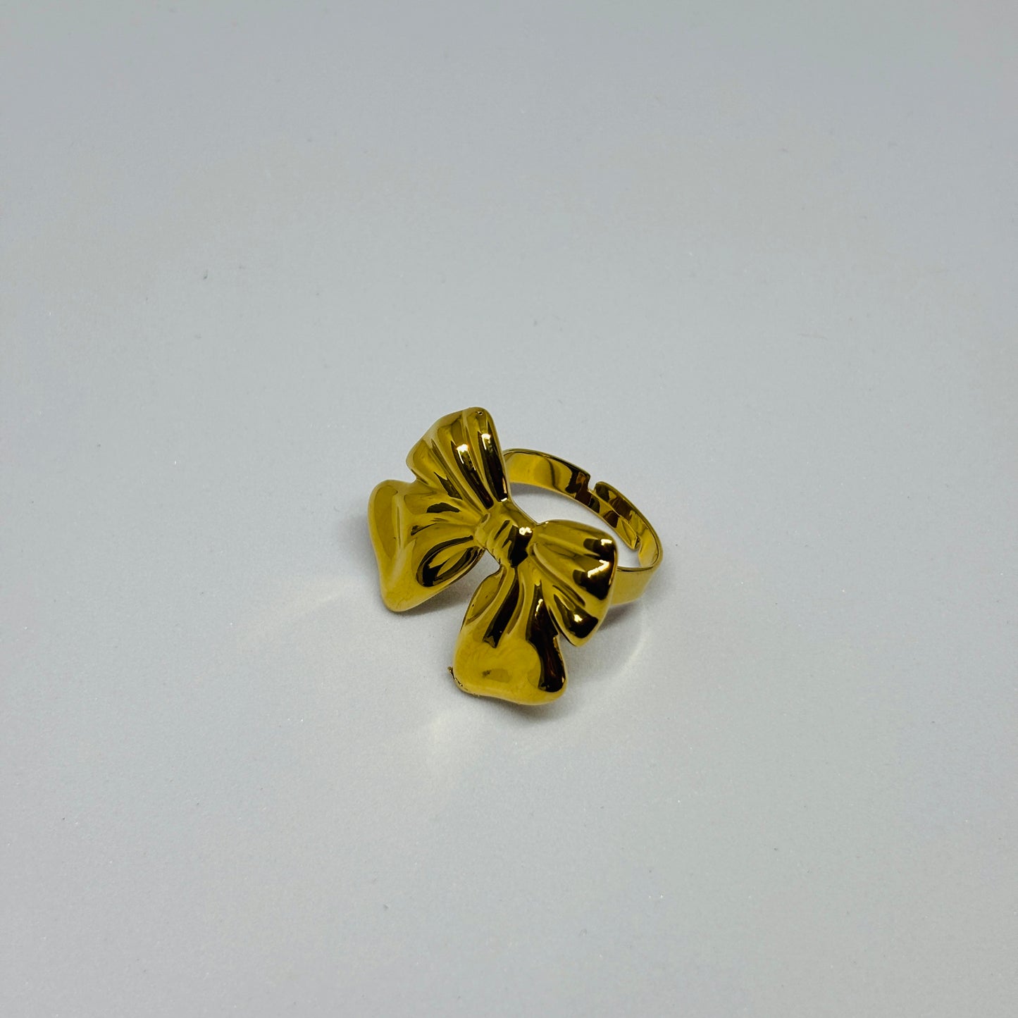 Cute Bow Statement Adjustable Ring – Gold-Tone, Stainless Steel, Tarnish-Free, Waterproof, Hypoallergenic