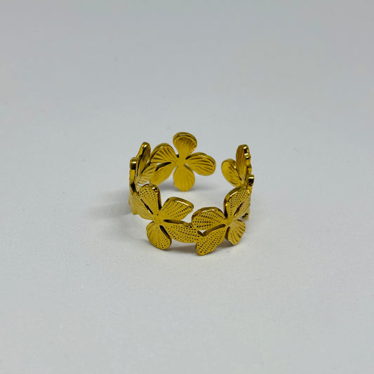 Flower Shape Ring – Gold-Tone, Stainless Steel, Tarnish-Free, Waterproof, Hypoallergenic