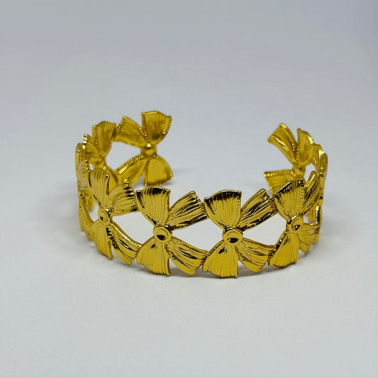 Bow Open Cuff Bracelet – Gold-Tone, Stainless Steel, Tarnish-Free, Waterproof, Hypoallergenic