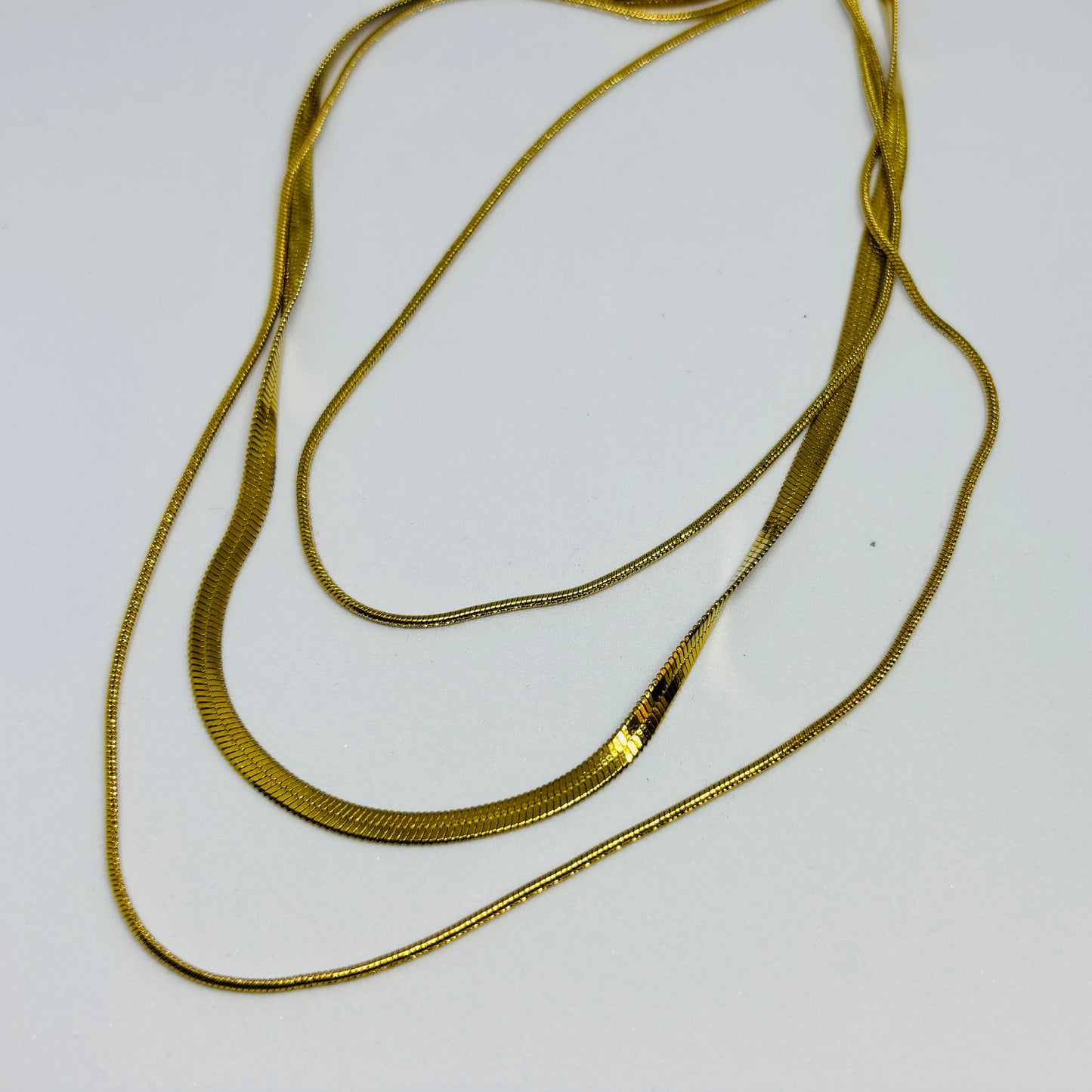 Triple Line Chain Bracelet – Gold-Tone, Stainless Steel, Tarnish-Free, Waterproof, Hypoallergenic