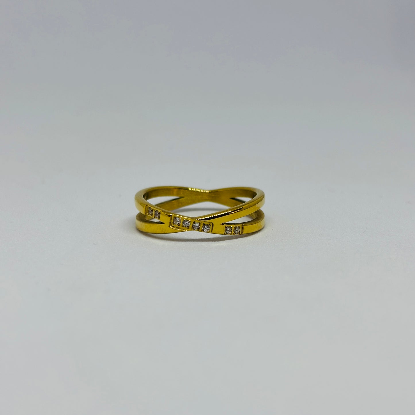 Cross Line Ring – Gold-Tone, Stainless Steel, Tarnish-Free, Waterproof, Hypoallergenic