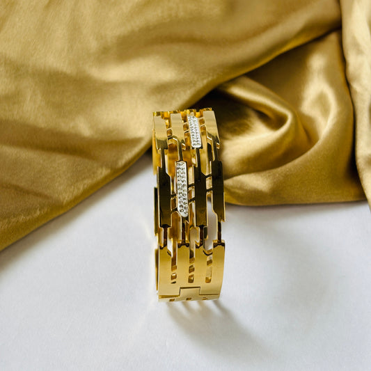 Hembu Jewelry Wide Gold-Tone Minimalist Bangle Bracelet – Tarnish-Free, Waterproof Stainless Steel, Hypoallergenic Jewelry