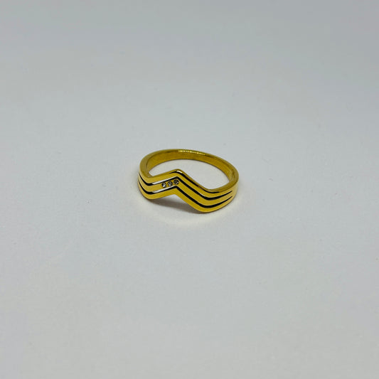 Simple 3-Line Ring – Gold-Tone, Stainless Steel, Tarnish-Free, Waterproof, Hypoallergenic