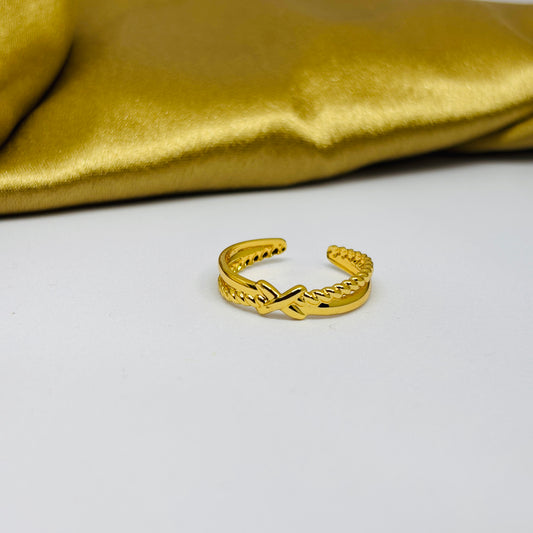 Cross Chain Ring – Gold-Tone, Stainless Steel, Tarnish-Free, Waterproof, Hypoallergenic