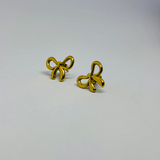 Cute Bow Earrings – Gold-Tone, Stainless Steel, Tarnish-Free, Waterproof, Hypoallergenic