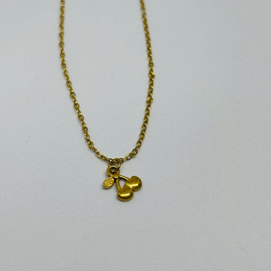 Cherry Pendant Necklace – Gold-Tone, Stainless Steel, Tarnish-Free, Waterproof, Hypoallergenic