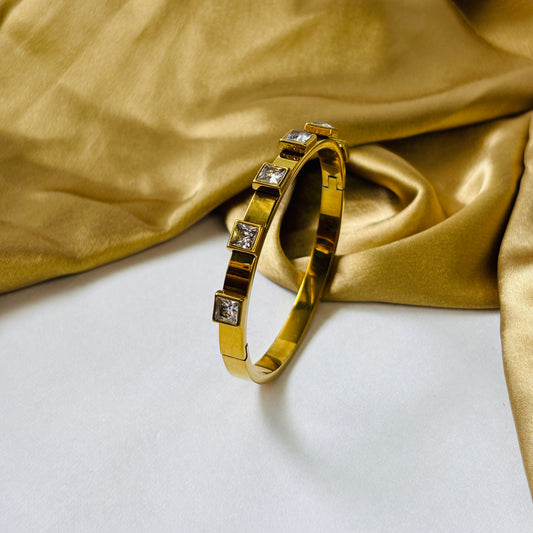 Hembu Jewelry Square Crystal Bracelet– Waterproof, Tarnish-Free, Hypoallergenic Jewelry