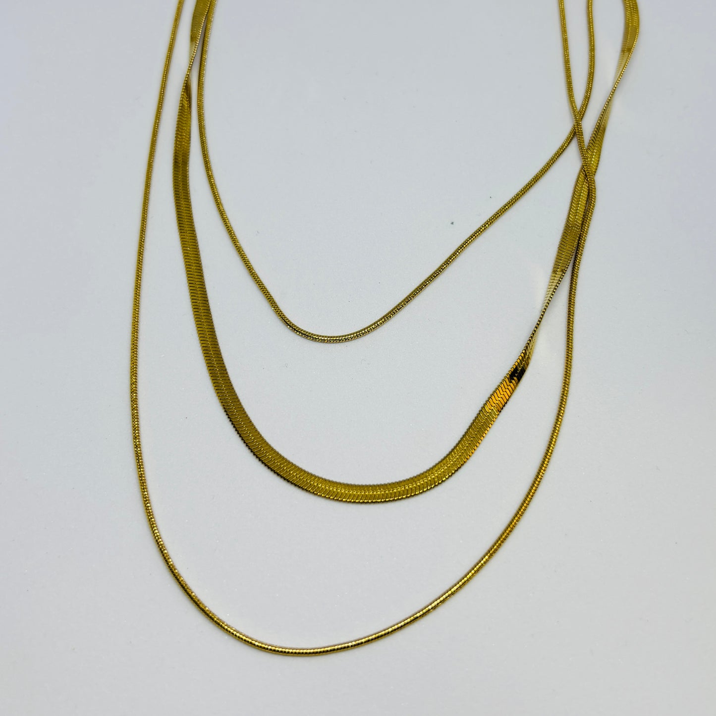 Triple Line Chain Bracelet – Gold-Tone, Stainless Steel, Tarnish-Free, Waterproof, Hypoallergenic