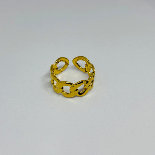 Chain Shape Ring – Gold-Tone, Stainless Steel, Tarnish-Free, Waterproof, Hypoallergenic