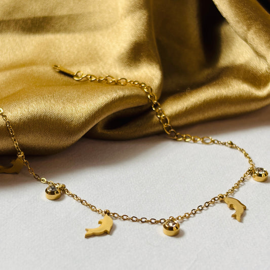 Hembu Jewelry Minimalist Chain Bracelet – Dolphin Design, Tarnish-Free, Waterproof Stainless Steel, Hypoallergenic Jewelry