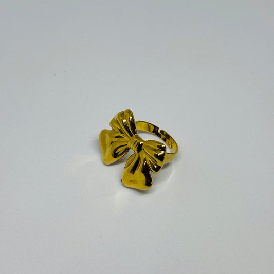 Cute Bow Statement Adjustable Ring – Gold-Tone, Stainless Steel, Tarnish-Free, Waterproof, Hypoallergenic