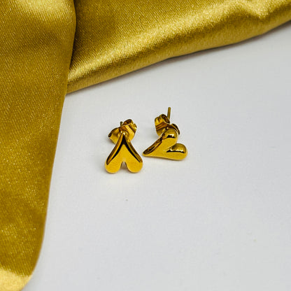 Mini Heart Studs – Gold-Tone, Stainless Steel, Tarnish-Free, Waterproof, Hypoallergenic
