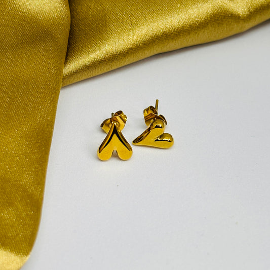 Mini Heart Studs – Gold-Tone, Stainless Steel, Tarnish-Free, Waterproof, Hypoallergenic