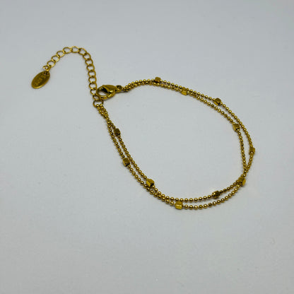 Double Layer Plain Bracelet – Gold-Tone, Stainless Steel, Tarnish-Free, Waterproof, Hypoallergenic