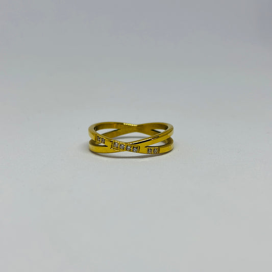Cross Line Ring – Gold-Tone, Stainless Steel, Tarnish-Free, Waterproof, Hypoallergenic