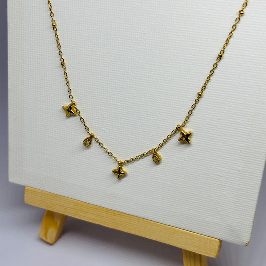 Star & Stone Necklace – Gold-Tone, Stainless Steel, Tarnish-Free, Waterproof, Hypoallergenic