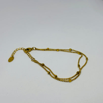 Double Layer Plain Bracelet – Gold-Tone, Stainless Steel, Tarnish-Free, Waterproof, Hypoallergenic