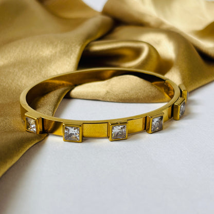 Hembu Jewelry Square Crystal Bracelet– Waterproof, Tarnish-Free, Hypoallergenic Jewelry