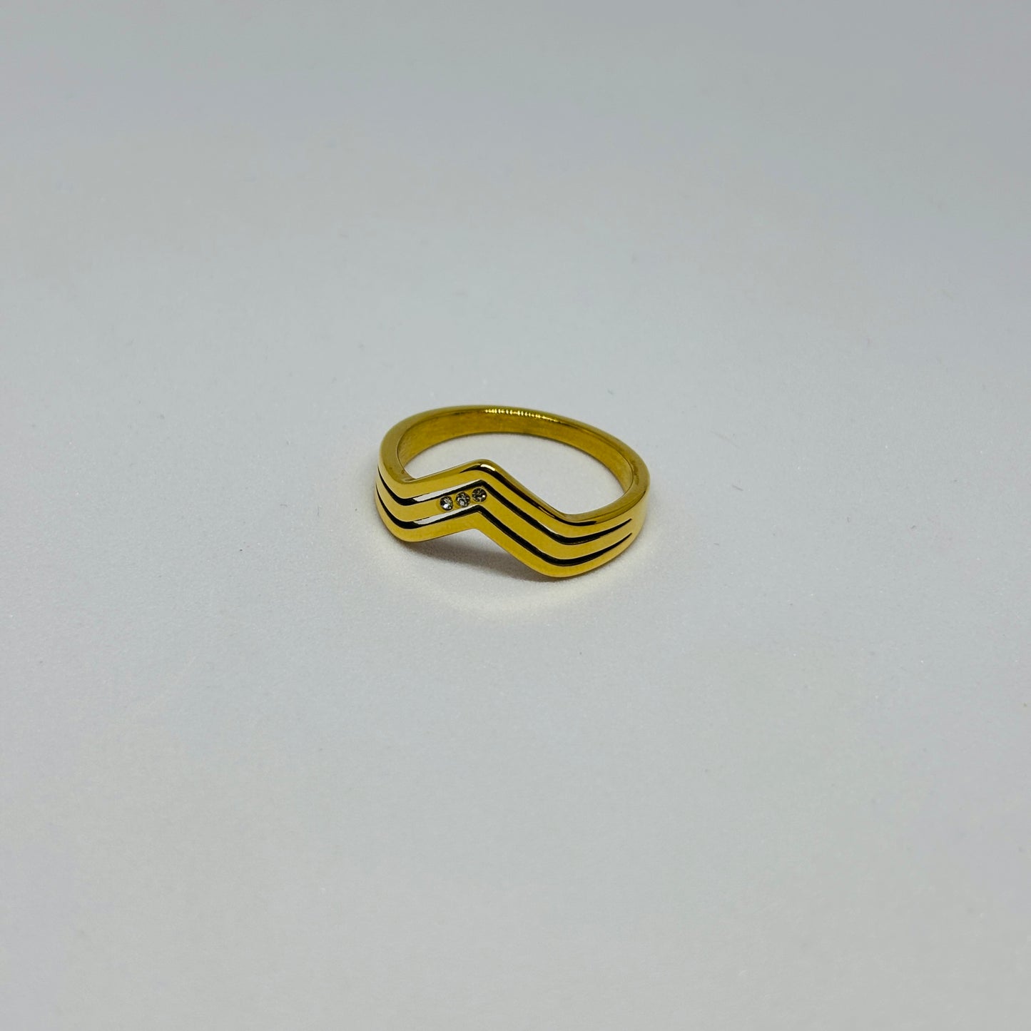Simple 3-Line Ring – Gold-Tone, Stainless Steel, Tarnish-Free, Waterproof, Hypoallergenic