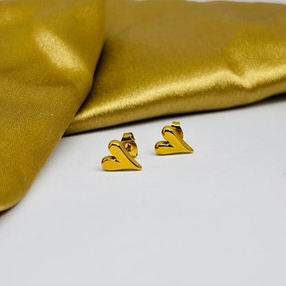 Mini Heart Studs – Gold-Tone, Stainless Steel, Tarnish-Free, Waterproof, Hypoallergenic