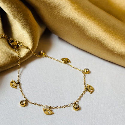 Hembu Jewelry Minimalist Chain Bracelet – Evil Eye Design, Tarnish-Free, Waterproof Stainless Steel, Hypoallergenic Jewelry