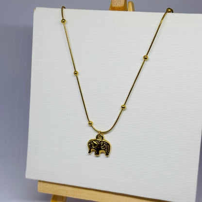 Cute Elephant Pendant Necklace – Gold-Tone, Stainless Steel, Tarnish-Free, Waterproof, Hypoallergenic
