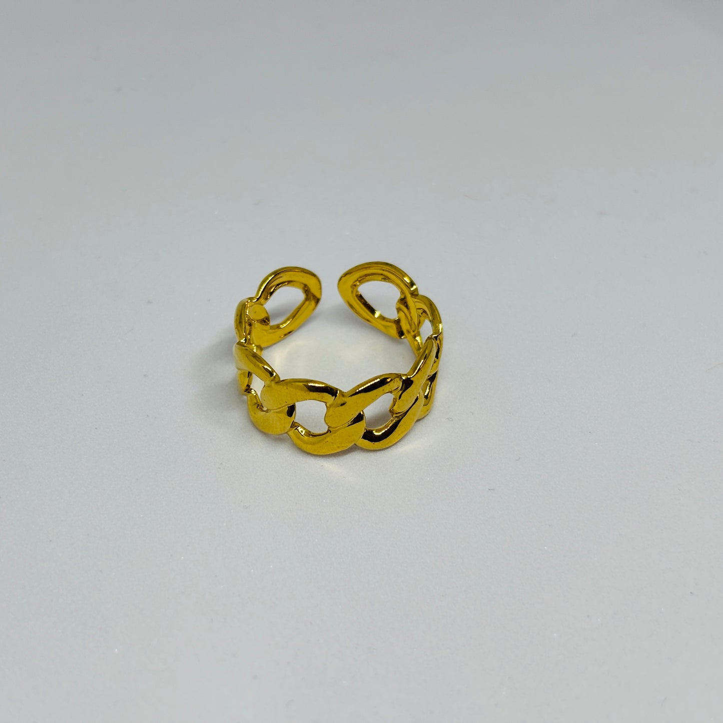 Chain Shape Ring – Gold-Tone, Stainless Steel, Tarnish-Free, Waterproof, Hypoallergenic