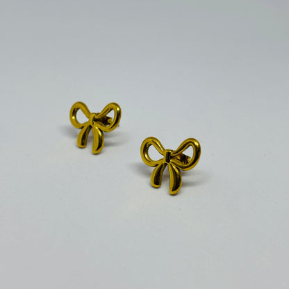 Cute Bow Earrings – Gold-Tone, Stainless Steel, Tarnish-Free, Waterproof, Hypoallergenic