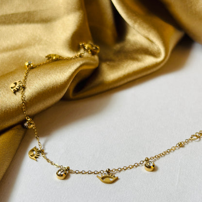 Hembu Jewelry Minimalist Chain Bracelet – Evil Eye Design, Tarnish-Free, Waterproof Stainless Steel, Hypoallergenic Jewelry